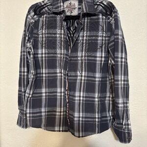 House of Lords Shirt Men's LARGE Button Up Long‎ Sleeve Flip Cuff  Embroidery